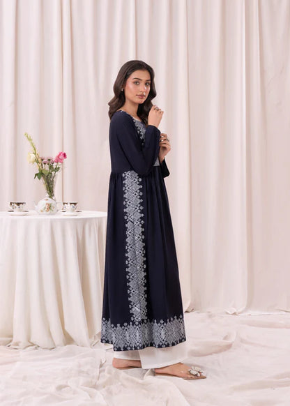 Navy Blue printed long kurta, Sleeves separate attatch D2034