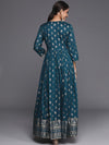 Silk Zinc Blue Printed Maxi