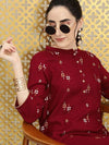 Mehroon Geometric Printed 2 Piece