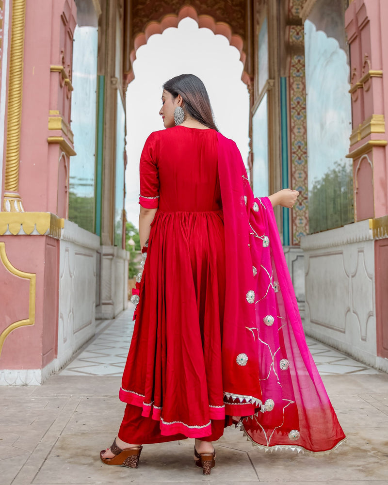 Red Pink Gotapatti Suit Set