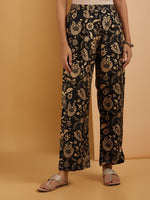 Black Angrakha With Printed Trouser