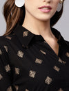 Black gold printed kurta and trouser