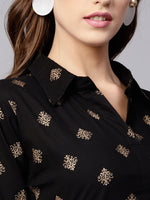 Black gold printed kurta and trouser