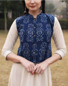 White Dress With Ikat Jacket