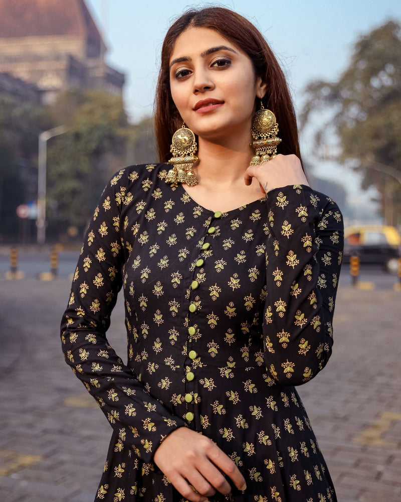 Gold flare on sale dress