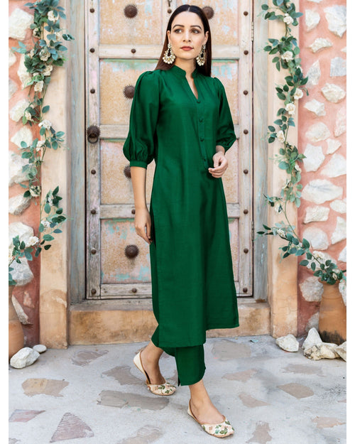 Green Katan Silk 2 Piece