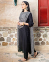 Black Solid Suit With Print Dupatta - Set Of Three