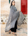 Black Solid Suit With Print Dupatta - Set Of Three