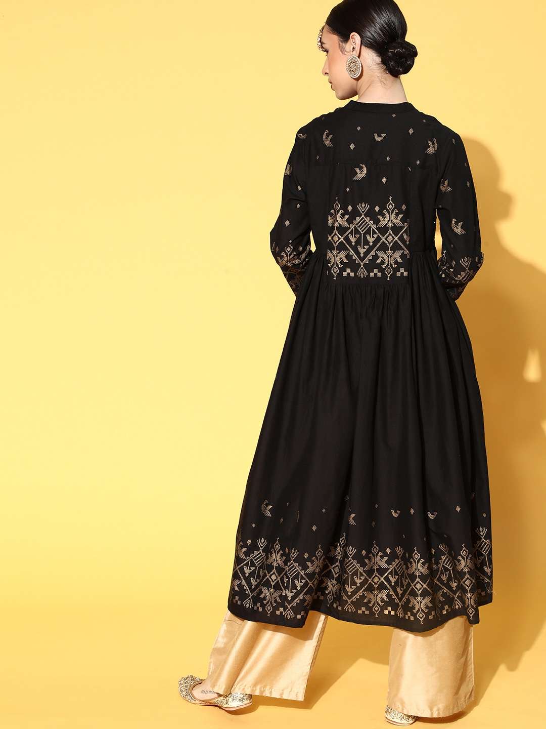 Black & Golden Geometric Print  Dress