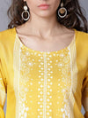 Mustard White Print Long Kurta