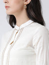 White Solid Kurta with Skirt