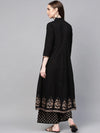 Black Print Border Frock With Trouser