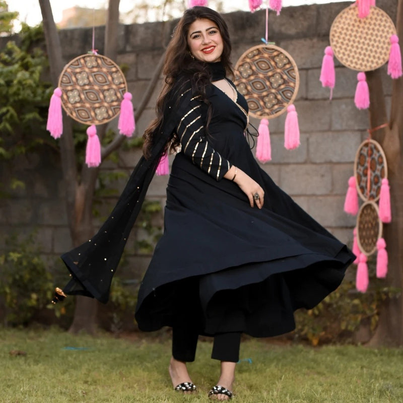 Black Sharara Suit: Simple Kurti with sharara/gharara pants – B Anu Designs